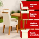 Ver imagem 4 de Kit 4 Cadeira de Jantar Emily Estofada Veludo Bege Pé de Madeira Castanho - Arkell