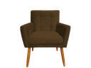 Ver imagem 1 de Poltrona Decorativa Onix Suede Marrom Pés Madeira Mz Decor