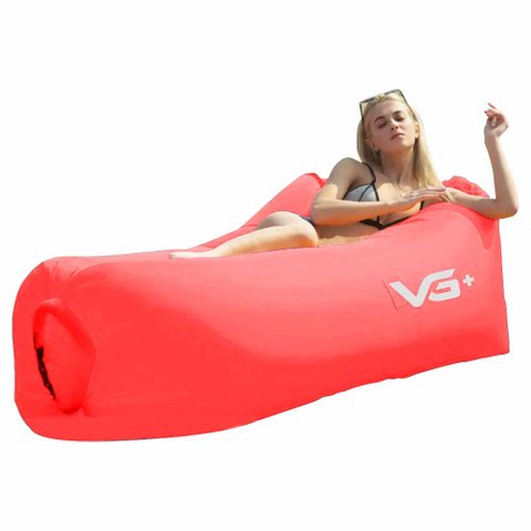 Sofá de Ar Hug Bag Inflável Camping Vermelho VG+