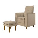 Ver imagem 1 de Poltrona de Amamentação Quarto Infantil com Puff Kate Pés Palito Linho Amêndoa New Belle Kate Dia da