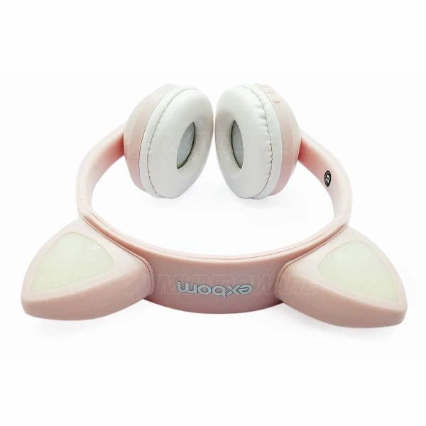 Headphone Bluetooth Orelhas Led Fone Gatinho Hf-c240bt Rosa