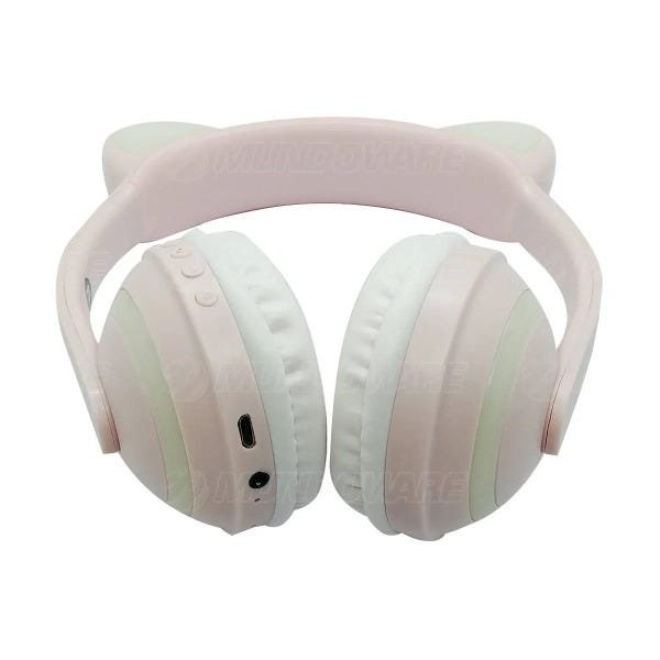 Headphone Bluetooth Orelhas Led Fone Gatinho Hf-c240bt Rosa