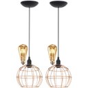 Ver imagem 1 de 2 Pendentes Aramado Teto Globo Luminária Lustre Retrô Balcão + Lâmpada Led ST64 Cobre Rose Gold