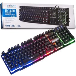 Teclado Semi Mecânico Gamer Profissional Usb Abnt2 Iluminado Led Rgb Metal Exbom BK-152C Preto - 1