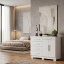 Ver imagem 1 de Cômoda Sapateira 5 Gavetas 2 Portas Multiuso Móvel Quarto Branco