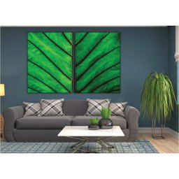 kit com 2 Quadros Decorativos Florais com Moldura e Vidro para Sala Quarto Escritório e Clínica 62x8 - 2
