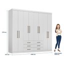 Ver imagem 2 de Guarda Roupa Casal 8 Portas 6 Gavetas Master Branco Brilho - Santos Andirá