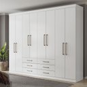 Ver imagem 7 de Guarda Roupa Casal 8 Portas 6 Gavetas Master Branco Brilho - Santos Andirá