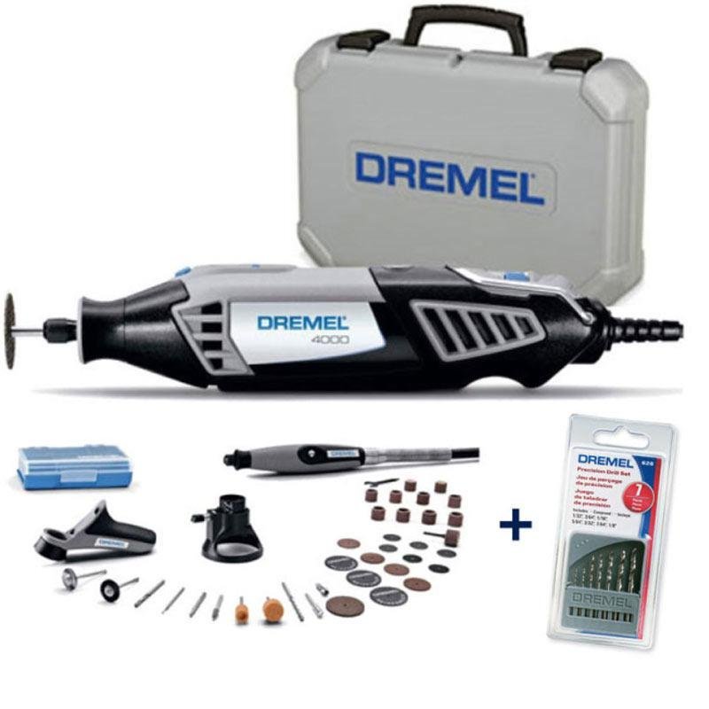 Retífica DREMEL 4000 Profissional 175W c/ 36 Acess + 3 Acoplamentos + 1 Kit Brocas DREMEL