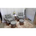 Ver imagem 2 de Kit 02 Poltrona Decorativa Opala 02 Puff Redondo Cinza Claro-pandora Decor