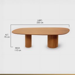 Mesa de Jantar Orgânica em Madeira Maciça para 8 Lugares 220x110cm Dakota Ccs - 4