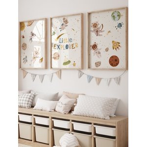 Kit 3 Quadros Decorativos Infantil Astronauta Espaço No5