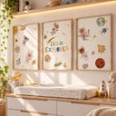 Ver imagem 1 de Kit 3 Quadros Infantil Astronauta Espaço Quarto Bebê Menino Menina 40x60 Moldura Madeira NO5