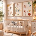 Ver imagem 3 de Kit 3 Quadros Infantil Astronauta Espaço Quarto Bebê Menino Menina 40x60 Moldura Madeira NO5