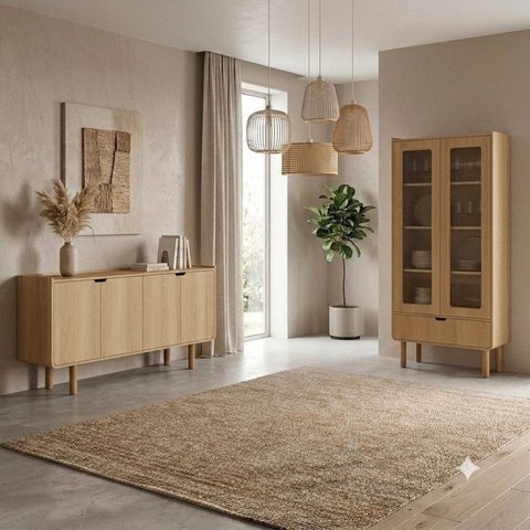 Kit Buffet 4 Portas 160cm e Cristaleira 2 Portas 1GV 180cm Curva BP Aura