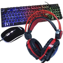 Kit Teclado Mouse Headset Gamer Computador Usb Abnt2 Iluminado Led Rgb BK-G550 GH-X30 Preto/ - 1 Kit Teclado Mouse Headset Gamer Computador Usb Abnt2 Iluminado Led Rgb BK-G550 GH-X30 Preto/ - 1