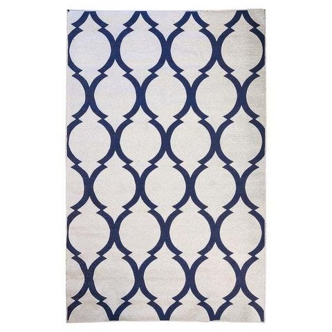 Tapete Geometrico Arabesco Prata Azul 250x300 Antiderrapante