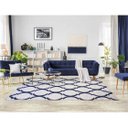 Ver imagem 2 de Tapete Geometrico Arabesco Prata Azul 250x300 Antiderrapante