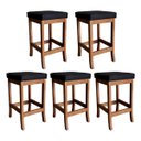 Ver imagem 1 de Kit 5 Banquetas Média Estofada Barcelona 64 cm Madeira Maciça Suede Preto CCS