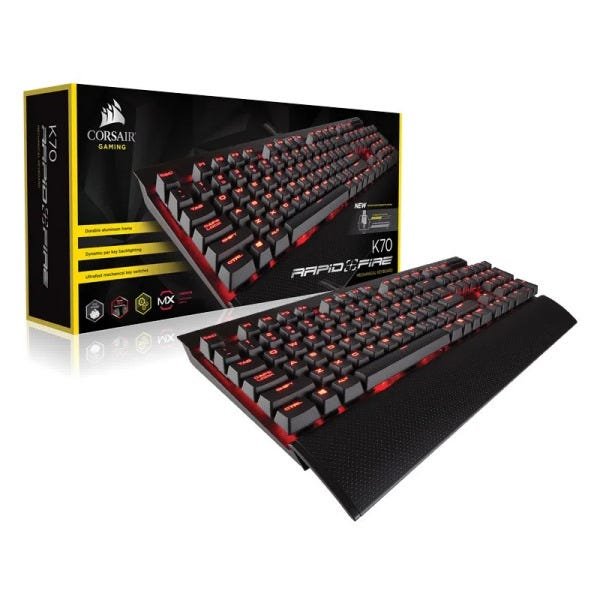 Teclado Gamer Corsair Rapidfire Retroiluminação Red Cherry MX
