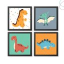 Ver imagem 1 de Quadros Decorativos Infantil Dinossauros Fofo com Moldura:preta