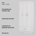 Ver imagem 6 de Guarda Roupa Solteiro 03 Portas 31060 Branco Demobile Branco