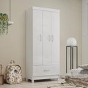 Ver imagem 2 de Guarda Roupa Solteiro 03 Portas 31060 Branco Demobile Branco