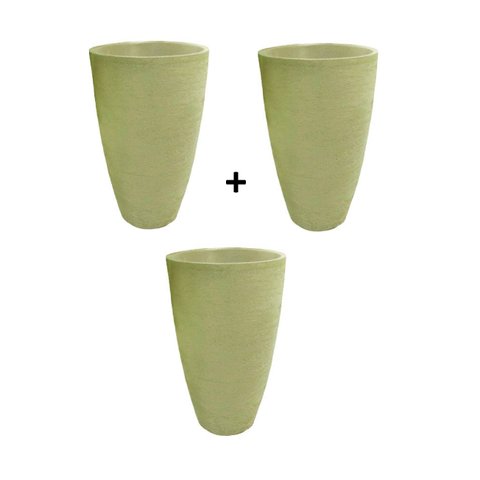 kit 3 Vaso Planta 45x30 Oval Moderno Polietileno BGPLASTICOS V1345k3 BRANCO 006