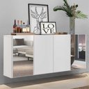 Ver imagem 7 de Aparador Buffet 4 Portas Com Espelho Suspenso Vegas Multimóveis V3595 Branco Branco