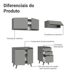 Armário de Cozinha Compacta 200cm Nice Madesa Xa06 Cinza - 6