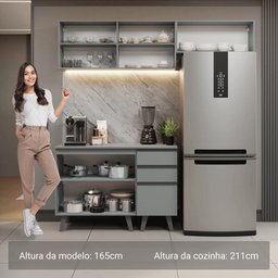 Armário de Cozinha Compacta 200cm Nice Madesa Xa06 Cinza - 7