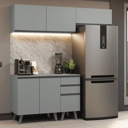 Armário de Cozinha Compacta 200cm Nice Madesa Xa06 Cinza - 2