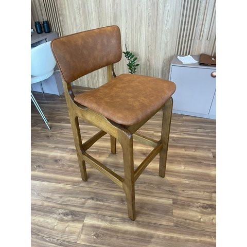 Banqueta Alta Fenix Courino Caramelo - L94