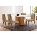 Ver imagem 1 de Mesa Cozinha Berlim c/ Tampo Madeirado c/ Vidro Canto Curvo 90x90cm e 4 Cadeiras Dafne Madeira Maci