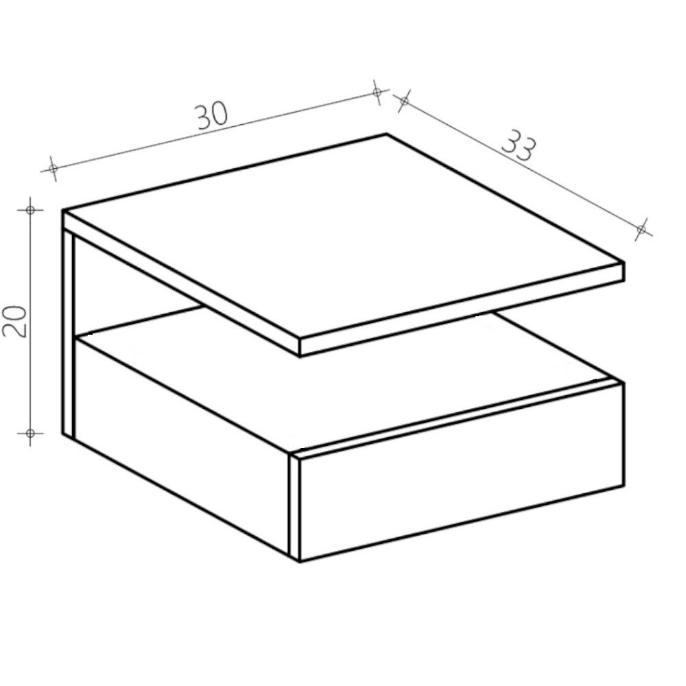 Kit 2 Mesa de cabeceira Com Gaveta e Prateleira Suspenso Branco - 5