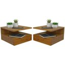 Ver imagem 1 de Kit 2 Mesa de Cabeceira com Gaveta e Prateleira Suspenso Imbuia