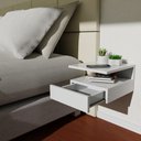 Ver imagem 4 de Kit 2 Mesa de Cabeceira com Gaveta e Prateleira Suspenso Branco