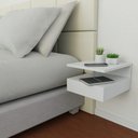 Ver imagem 3 de Kit 2 Mesa de Cabeceira com Gaveta e Prateleira Suspenso Branco