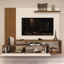 Ver imagem 3 de Painel TV 65 Polegadas Lian Casa 812 Nature Off White 2 Portas Ripado Sala Moderno MDP