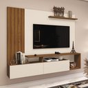 Ver imagem 1 de Painel TV 65 Polegadas Lian Casa 812 Nature Off White 2 Portas Ripado Sala Moderno MDP