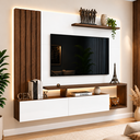 Ver imagem 1 de Painel TV 65 Polegadas Lian Casa 812 Nature Off White 2 Portas Ripado Sala Moderno MDP