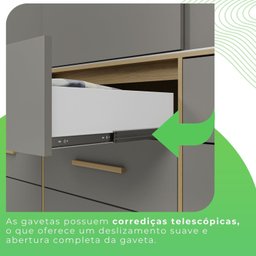 Guarda-roupa com Pés e Espelho Casal 3 Portas 9 Gavetas Luana - 11 Guarda-roupa com Pés e Espelho Casal 3 Portas 9 Gavetas Luana - 11