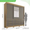Ver imagem 4 de Guarda-roupa com Pés e Espelho Casal 3 Portas 9 Gavetas Luana