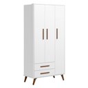Ver imagem 3 de Berço Americano 3820 e Guarda Roupa 3830 Q Encanto Retrô Branco Acetinado Colchão - Qmovi