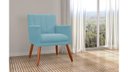 Ver imagem 3 de Poltrona Decorativa Cecília Suede Azul Tifany Pés Madeira Ms Decor
