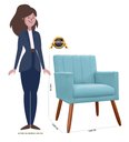 Ver imagem 4 de Poltrona Decorativa Cecília Suede Azul Tifany Pés Madeira Ms Decor