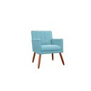 Ver imagem 1 de Poltrona Decorativa Cecília Suede Azul Tifany Pés Madeira Ms Decor