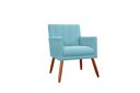 Ver imagem 1 de Poltrona Decorativa Cecília Suede Azul Tifany Pés Madeira Ms Decor