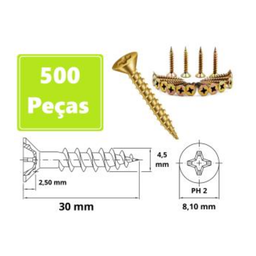 Parafuso para Madeira Chipboard Chata Phillips 4,5 X 30 - Caixa 500 Peças - 1