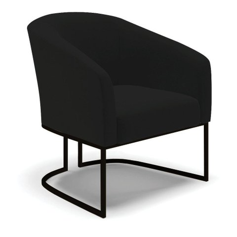 Cadeira Sala de Jantar Base Industrial Preto Stella Linho D03 - D'Rossi Cor Preto